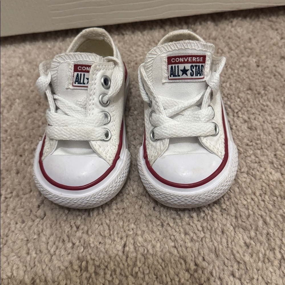 Converse White Baby Sneakers with Red Trim